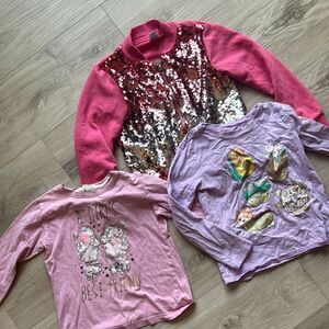 Youth Girls Size 6 Sequins Jacket And Long Sleeve Tshirt  Size 6